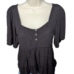Rewind Women's Black Polka Dot Ruffled Blouse Size S